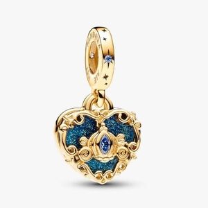 Authentic Pandora Disney Cinderella's Carriage & Heart Double Dangle Charm - NWT